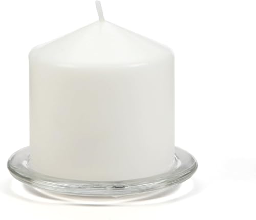 Hosley's Set of 24 Clear Glass Pillar Plates - 4 Inch Diameter. Ideal Gift for Weddings, Parties, Spa, Pillar Candle, Votive Candle Garden. Or as a Pedestal W1 - size: 24 Count