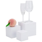 Clisela 3pcs Acrylic Cube Display Stands Box Risers with Hollow Bottoms, Food Risers for Buffet Table, Decorative Display Stand Shelf for Dessert Collectibles Jewelry Figures Show - White 3" 4" 5" - size: (3,4,5)"- White