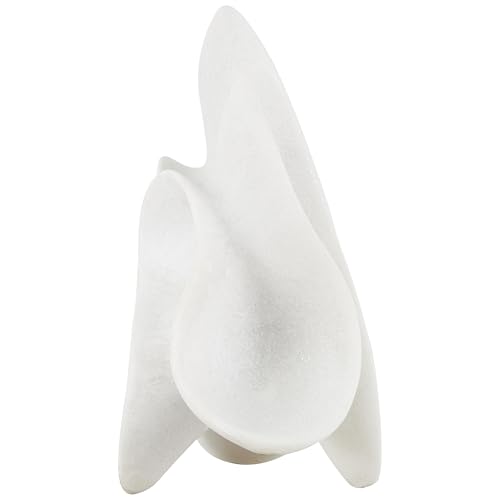 Deco 79 Polystone Abstract Decorative Sculpture Wavy Shaped Home Decor Statue with Cutouts and Speckled Texturing, Accent Figurine 9" x 7" x 12", White - size: 9" x 7" x 12"