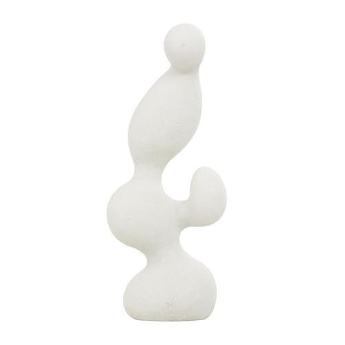 Deco 79 Polystone Abstract Decorative Sculpture Curved Shaped Home Decor Statue with Speckled Texturing, Accent Figurine 7" x 4" x 18", White - size: 7" x 4" x 18"