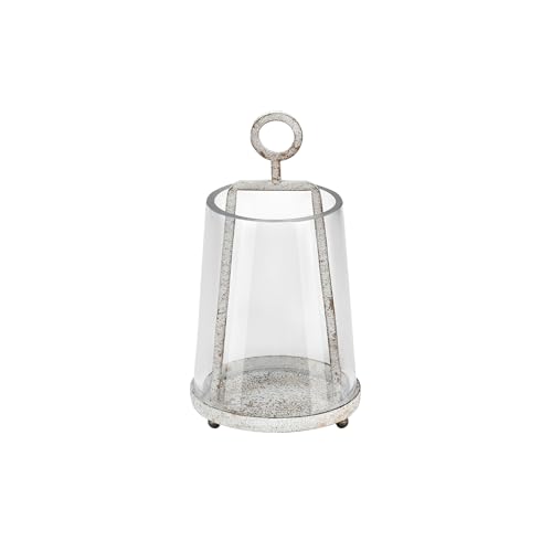 4" Wide Modern Farmhouse Metal Hurricane Candle Holder with Handmade Sturdy Glass Sleeve in Vintage White for 2" Pillar Candle & Plants, Glass Hurricane Lantern, Industrial, Minimalistic - color: White Shabby, size: 4"x7.5"