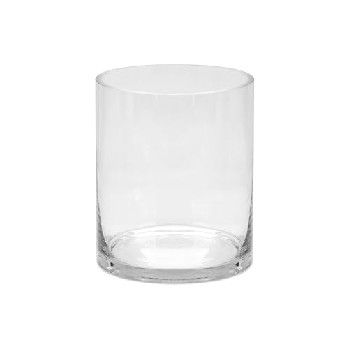 Generic 5"" Wide 6"" High Large Hand Blown Sturdy Clear Cylinder Glass Vase, Centerpiece Flower Vase for Rose, Tulip, Boquets, Hurricane Candle Holder Sizes: 5"" Dia 6"" High (1, 5""x6"") - size: 5"x6"