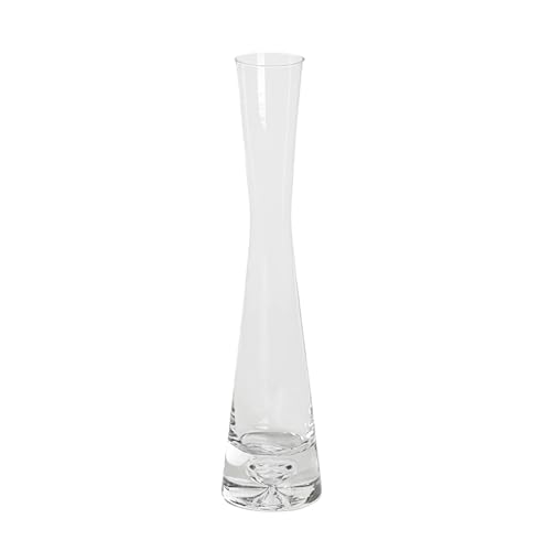 Hand-Made Blown Glass Bud Vase Vintage Mini Mouth Single Rose Vase Floral Container for Home Wedding Office Christmas Decor (20cm Height)