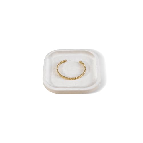 Resilient Velvet Jewelry Display Tray for Ring Earrings Bracelet Necklace, Flat Jewellery Dish for Showcase Store Retail Counter Exhibition Photography Livestream (Light Beige, Small) - color: Light Beige, size: Small