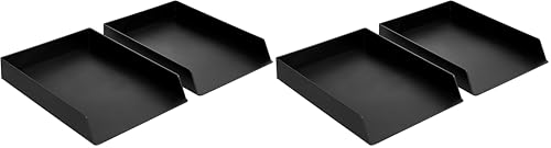 Amazon Basics Rectangular Plastic Desk Organizer, Letter Size Tray, 4-Pack, 9.7 x 2.2 x 13 inches, Black - color: Black, size: 4 Pack