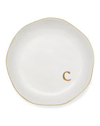 Personalized Ceramic Ring Dish - Monogrammed Jewelry Tray, Handcrafted Room Decor Engagement Wedding Present - Mothers Day Valentines Christmas Birthday Gift Women, Engraved Initial c - style: c