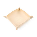 SANQIANWAN PU Leather Arc Edge Jewelry Valet Tray for Man and Women, Portable Mini Entryway Table Tray Bedside Nightstand Desk Tray Small Travel Dish Plate for Key,Wallet,Watch,Coin (Beige) - color: Beige