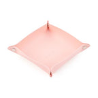 SANQIANWAN PU Leather Arc Edge Jewelry Valet Tray for Man and Women, Portable Mini Entryway Table Tray Bedside Nightstand Desk Tray Small Travel Dish Plate for Key,Wallet,Watch,Coin (Pink) - color: Pink