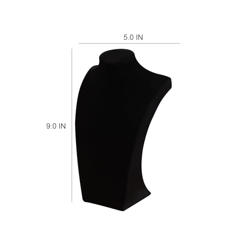 Necklace Bust Display Stand, Black Velvet Necklace Display Holder, Jewelry Necklace Organizer Rack for Home Use or Shop Show (9" Height) - color: Black Velvet, size: 9" Height (1pc)