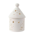 Ceramic House Christmas Decoration Tealight Holder Handmade Candle Holder Matt White for Mantel Windows Decoration
