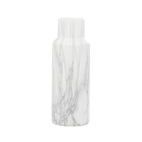 Deco 79 Ceramic Decorative Vase Faux Marble Centerpiece Vase, Flower Vase for Home Decoration 6" x 6" x 15", White - color: White, size: 6" x 6" x 15"