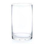 Enova Floral Clear Glass Cylinder Vase 5 x 8 Inches, Clear Flower Vases, Pillar Candle Hurricane Floating Candle Holder Vase, Glass Flower Vase for Wedding Centerpieces, Home Office décor (1 Piece) - size: 5W X 8H