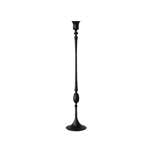Creative Co-Op Tall Decorative Hand-Forged Metal Taper Holder, Black - size: 4" Round x 20"H