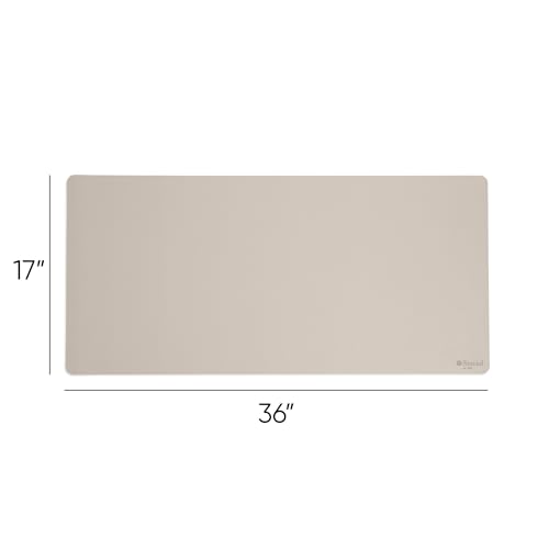 Smead Desk Pad, Vegan Leather Desk Mat with Non-Slip Faux Suede Backing, Perfect Desk Organizer for Office Decor, 36” x 17” Large, Sandstone (64826) - color: Beige, size: 17" x 36"