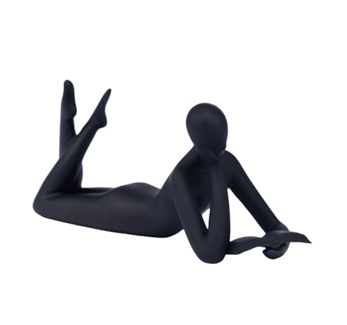 "Reading Thinker Sculpture is a Modern Abstract Black Resin Statue for Book Lovers. Great for Home, Office and Table Decor. A Stylish Ornament and Perfect Housewarming Gift. (Black A) - color: Black a