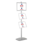 M&T Displays Free Standing Aluminum Display Stand Single Sided Document Brochure Sign Holder Front Loading Portrait Landscape Silver Snap Frame 1x(11x17) and 2 pcs Clear Acrylic Shelf 2x(8.5x11) Inch - color: Silver