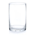 Enova Floral Clear Glass Cylinder Vase 4 x 6 Inches Round Flower Vase, Pillar Candle Hurricane Floating Candle Holder Vase, Small Floral Glass Vase for Decoration Home, Wedding Centerpiece (1 Piece) - size: 4W x 6H