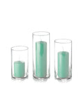yummi Set of 12 Slim Pillars and Cylinder Vases - Tiffany Blue - color: Blue Jade