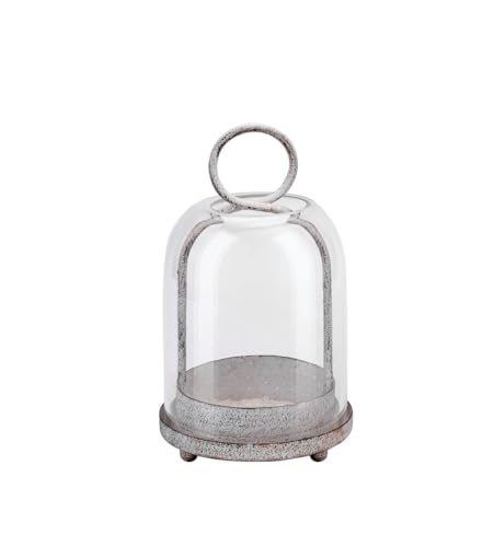 7.5" High Versatile Modern Metal Hurricane Lantern with Handmade Sturdy Glass Dome in Shabby White for 2" Pillar Candle & Plants, Industrial, Farmhouse (White Shabby, 4" x7.5 for 2" Pillar) - color: White Shabby, size: 4"x7.5"