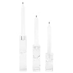 Crystal Candle Holders Set of 3, Clear Taper Candle Holder Decor, Table Centerpieces for Home Party and Wedding Decoration(3.9''/5.9''/7.9'' Height)