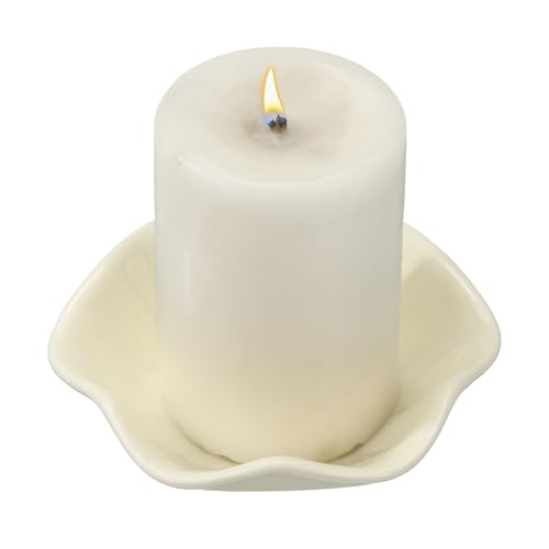 uxcell Candle Holder Plates, 4 Inch Ceramic Candle Tray Tealight Incense Holder Dish Candlestick for Tea Light Aromatherapy Wedding Rustic Vintage Home Decor, Lotus Leaf Clear Yellow - color: Clear Yellow