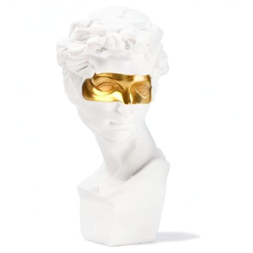 BRABUD Greek Mask David Man Bust Statue Resin White Gold Classic Roman Sculpture Modern Art Home Office Study Room Bookshelf Decor Collectible Gift TQGJBS341