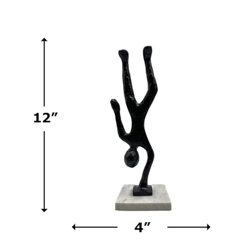 Pemberly Row Handmade Metal Abstract Sculpture, Black Aluminum, 12 in, Upside Down Person Design, Lightweight Modern Home Decor for Mantels, Bookshelves, or Desks - color: Black
