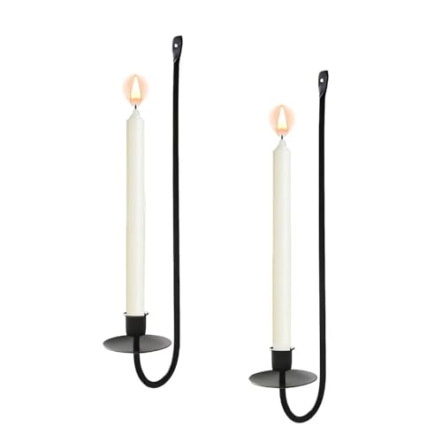 Black Candle Sconces Wall Decor Set of 2, Metal Wall Candle Holders, Modern Decor for Dining, Fireplace, Weddings & Living Room, Taper Candle Sconces - Elegant Gift Packaging