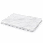 KC KULLICRAFT 8×12 Inches White Marble Cheese & Charcuterie Serving Board – Natural Marble Cutting Board & Pastry Slab with Non‑Slip Feet – Premium Stone Kitchen Tray Gift. - color: White, size: 12"L x 8"W