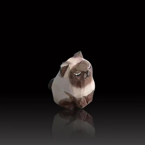 Wooden Cat Figurines Sculpture Statue Lovely Small Carved Orange Cat Statue Handmade Wood Kitten Art Carving Work for Home Office Decoration (Little Xian Luo Cat) - color: Little Xian Luo Cat
