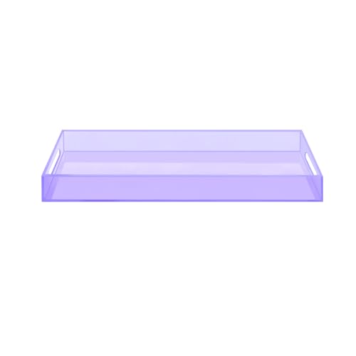 SetGame Acrylic Serving Tray with Handles, Bathroom Desktop Decorative Storage Arylic Trays, Simple Vanity Tray Food Tea Fruit Dinner Snack Tray for Bar Kitchen Party - color: Purple