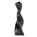 7.28 Inch Black Small Ceramic Bud Vase Tall Twisted Minimalist Vase for Single Stem Flowers Narrow Neck Decorative Floral Bottle Home Office Table Decor