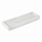 Bey-Berk Atticus Marble Bath Tray (White), 14.25" x 3.75" x 4", Genuine Stone Vanity Organizer - color: White