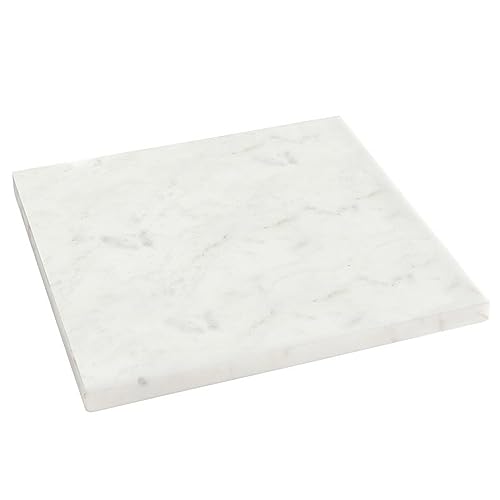 Santa Barbara Design Studio Marble Footed Serving Board Long-Lasting Durable Stone Tray, 12" Square, White
