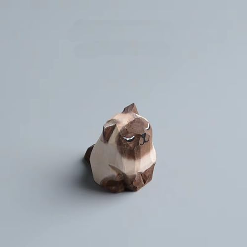 Wooden Cat Figurines Sculpture Statue Lovely Small Carved Orange Cat Statue Handmade Wood Kitten Art Carving Work for Home Office Decoration (Little Xian Luo Cat) - color: Little Xian Luo Cat