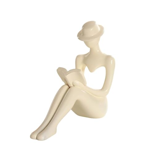 Contemporary Abstract Art Sculpture Resin Figurine Minimalists Art Decors For Home Office Desk Shelf Decoration - color: Creamy White, size: us l