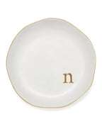 Personalized Ceramic Ring Dish - Monogrammed Jewelry Tray, Handcrafted Room Decor Engagement Wedding Present - Mothers Day Valentines Christmas Birthday Gift Women, Engraved Initial n - style: n