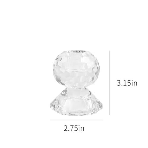 Reversible Crystal Candle Holders Pack of 2, Clear Tealight or Taper Candlesticks, Table Centerpiece Home Decor for Wedding, Dining, Party(3.1in Tall)