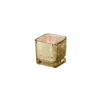WGV 2 Inch Gold Speckle Square Cube Glass Votive Candle Holder, Small Tiny Mercury Tea Light 2x2”, 1 Pc - color: Gold-square-2"