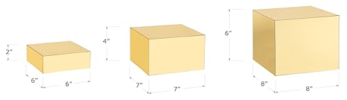 Red Co. Set of 3 Glossy Gold Acrylic Cube Display Nesting Risers with Hollow Bottoms - color: Gold, size: 6",7",8" - 1 pack