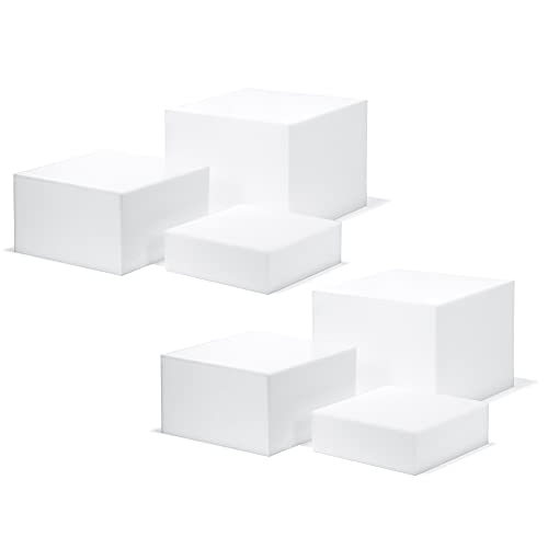 Red Co. Set of 3 Glossy White Acrylic Cube Display Nesting Risers with Hollow Bottoms - 2 Pack - color: White, size: 6",7",8" - 2 pack