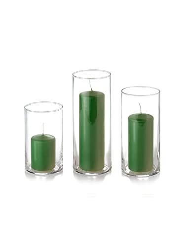 yummi Set of 12 Slim Pillars and Cylinder Vases - Green Tea - color: Green Tea