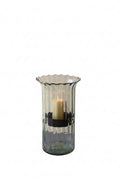 First of a Kind Medium Glass Candle Holder - Hurricane Candle Holder with Rustic Insert, Mouthblown by Artisans in Colombia - Perfect for Home Decor, Centerpieces, Display with Personal Memorabilia - size: Medium