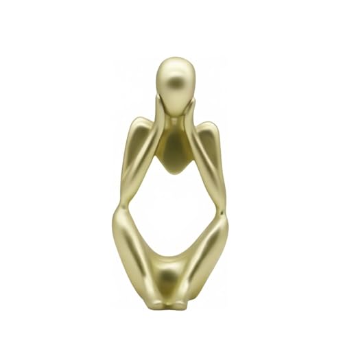 Abstract Thinker Sculpture Bookends - Modern Bookshelf Decor for Home Office, Aesthetic Resin Statue Bookend Holder for Desk, Coffee Table - Reading Art Decor Gift for Book Lovers-C - color: Gold, size: Middle