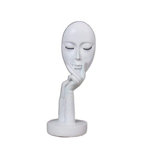 Elegant Abstract Thinking Woman Resin Sculpture - Modern Minimalist Geometric Decor, 7 Colors, 2 Sizes (12" and 15") - Contemporary Art for Living Room and Study (White 12 inch) - color: White 12 Inch