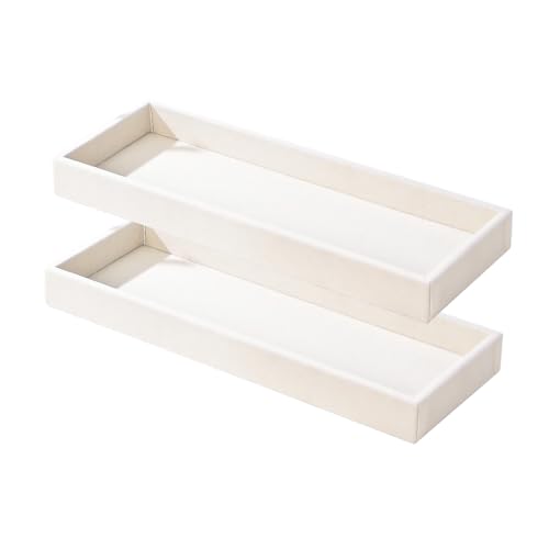 2Pcs Desk Drawer Storage Tray, Nightstand Organizer, Jewelry Display for Necklace, Bracelet, Ring, Earring, Grid Table Organizer Holder for Sunglass, Phone, Watch, Perfume (1 Grid)/Beige - color: Beige, size: 1 Grid