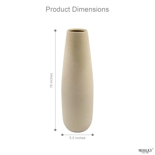 Hosley 16 in High Brown Metal Vase, Ideal for Dried Flowers Gift for Floral Arrangements Wedding Home Spa Votive Candle Gardens - color: Brown 1