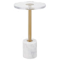 LIKENOW Furniture Acrylic Side Table,Clear Small Round End Table for Living Room,Bedroom,Office | Modern Nightstand with Marble Base,Gold Post,Clear Top for Drink,Food,Snack,Assembly(White) - color: Whtie
