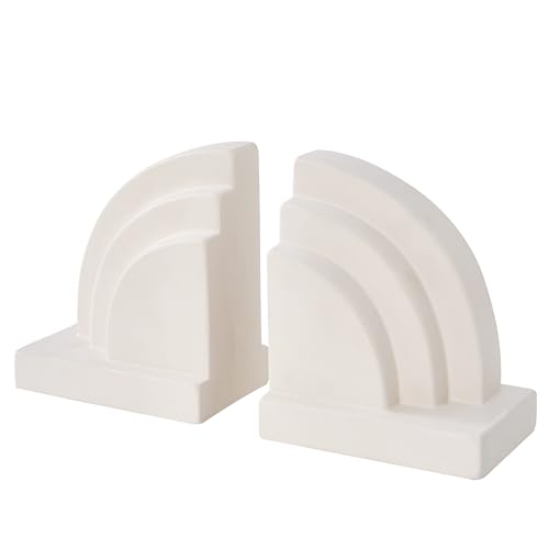 Concrete Bookends for Heavy Books - Heavy Duty 2-Piece Set for Shelves, Decorative Book Ends for Home Office Library, Non-Slip Base