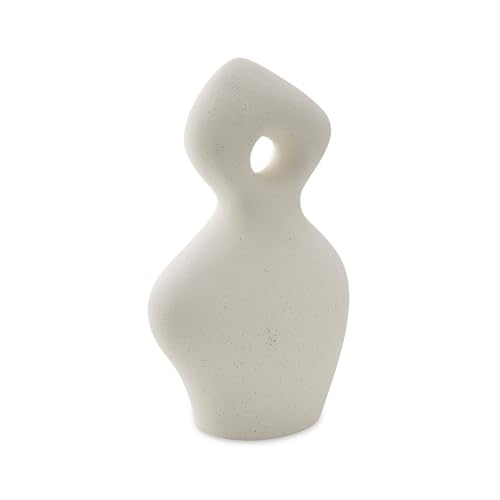Signature Design by Ashley Arthrow Modern 14 in. Ceramic Abstract Sculpture, White - size: 8.13" W x 5" D x 14.75" H